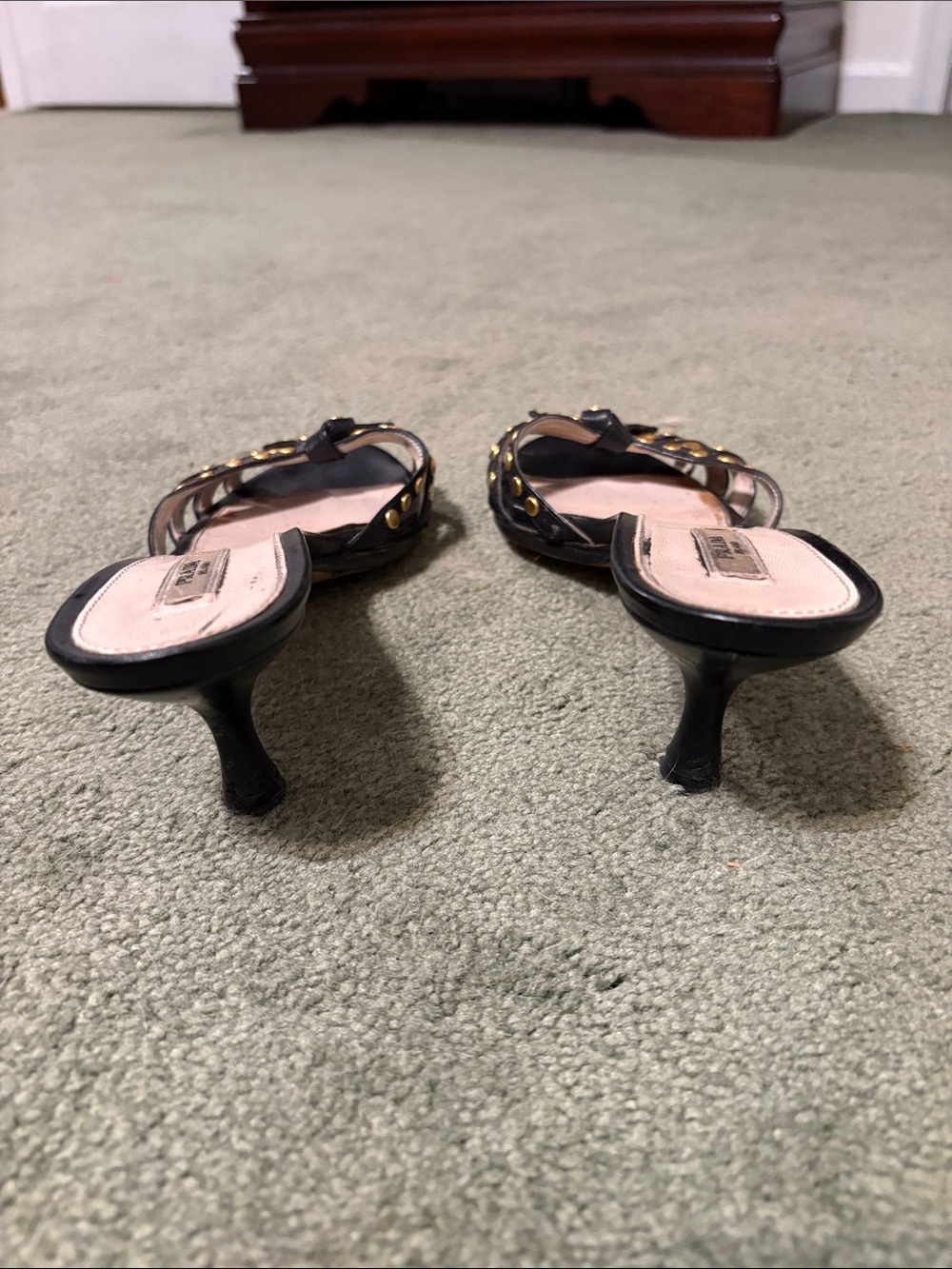 Prada Black Leather Studded Knot Mules (They fit my 7.5-8 foot) - Picture 3 of 4
